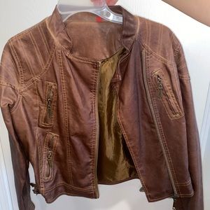 Brown leather jacket size small